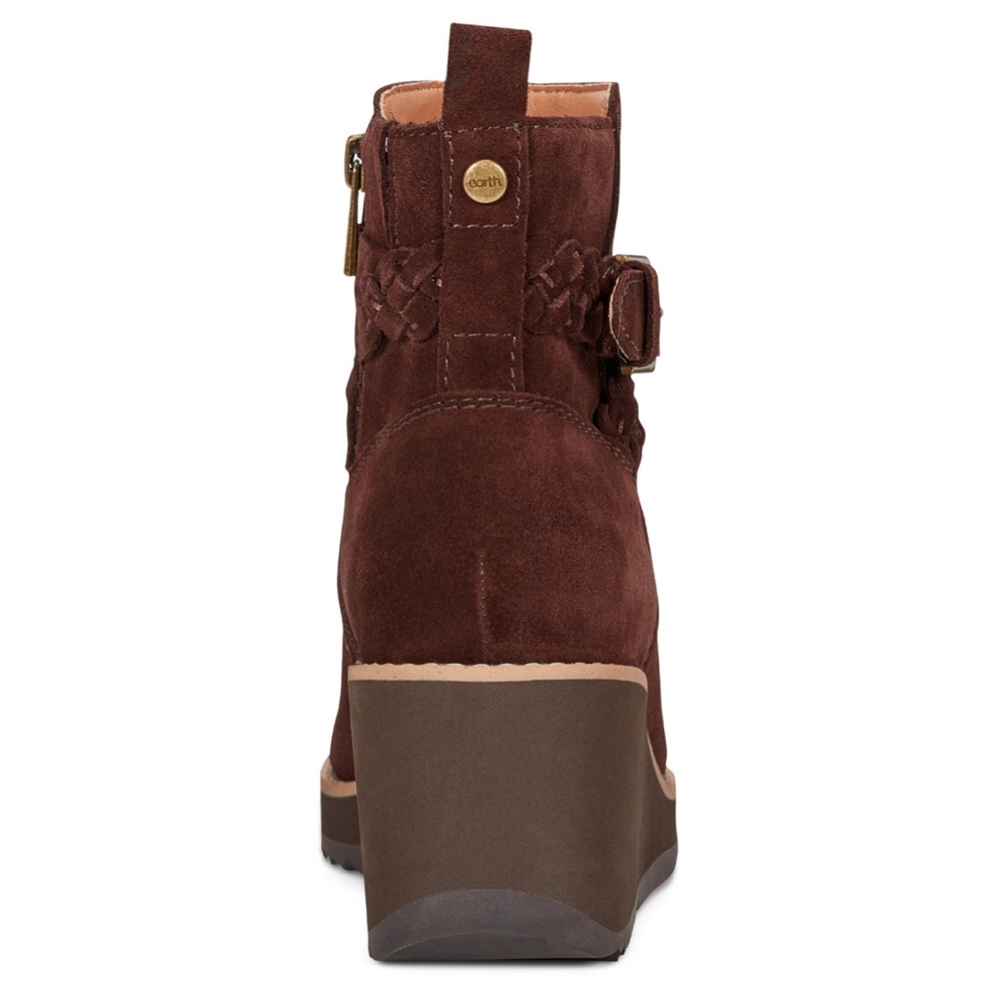 Earth Women's Chace Buckle Strap Wedge Booties- Size 5- Dark Brown - Picture 3 of 11
